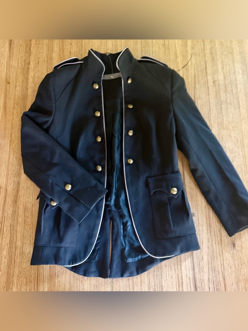 ZARA BASIC Black Military Blazer Jacket Gold Buttons Size S